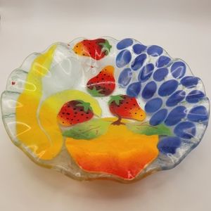 Decorative Fused Glass Dish. Fruit design.